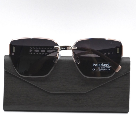 Celine Women Rimless Sunglasses | Tan/Silver/Black | New | No Box | No Tags - Picture 12 of 16